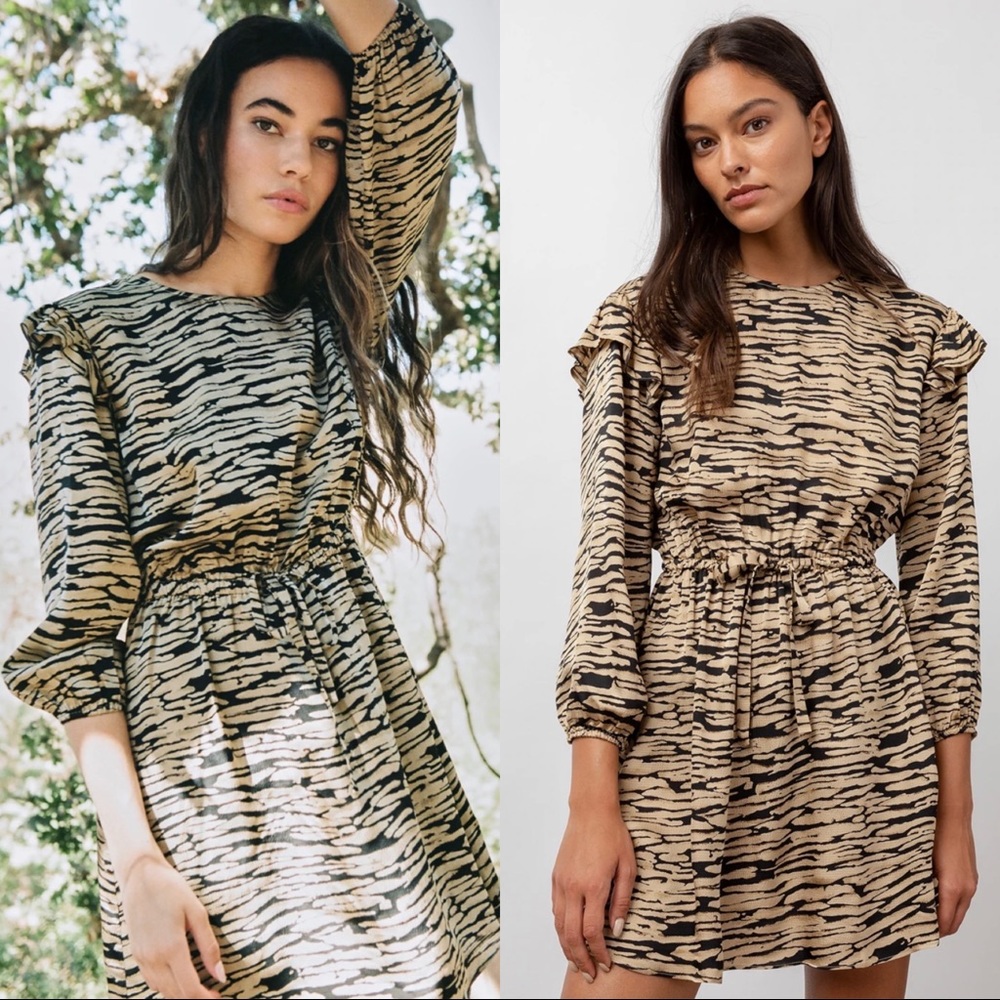 Rails Ora Ruffle Lightweight Tiger Stripes Minidress Size S